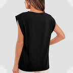 Ladies Crewneck Tank Tops Sleeveless Vests for Women Summer - Black Size L